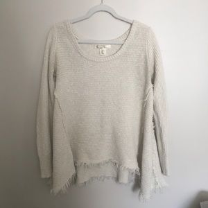 Cream Frayed Edge Sweater